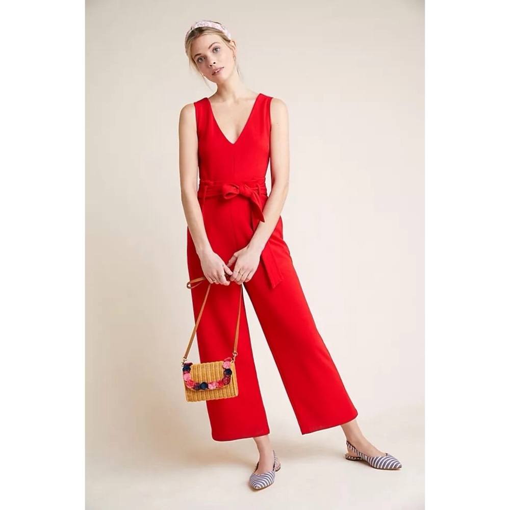 ANTHROPOLOGIE Cathy Structured Jumpsuit, Red
